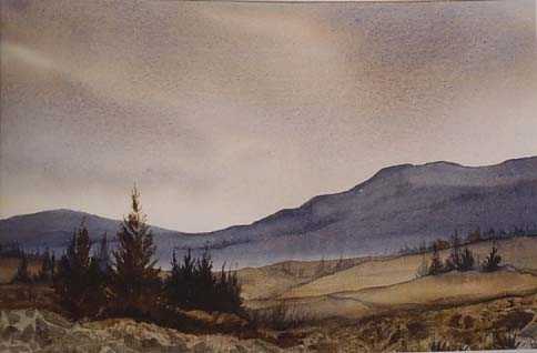 Painting of Cheviot hills Northumberland |